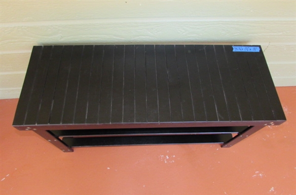 PAINTED BLACK WOODEN BENCH/TABLE-MATCHES LOT #287