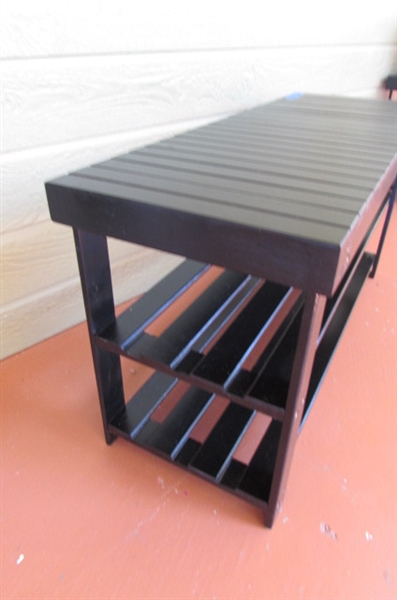 PAINTED BLACK WOODEN BENCH/TABLE-MATCHES LOT #286