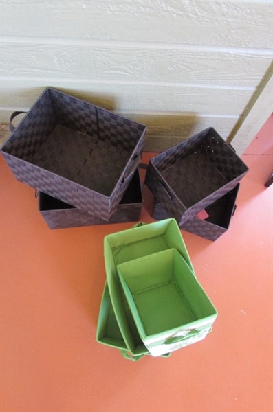 FABRIC & WIRE FRAMED WOVEN STORAGE BASKETS
