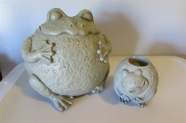 LARGE FROG AND FROG CANDLE HOLDER