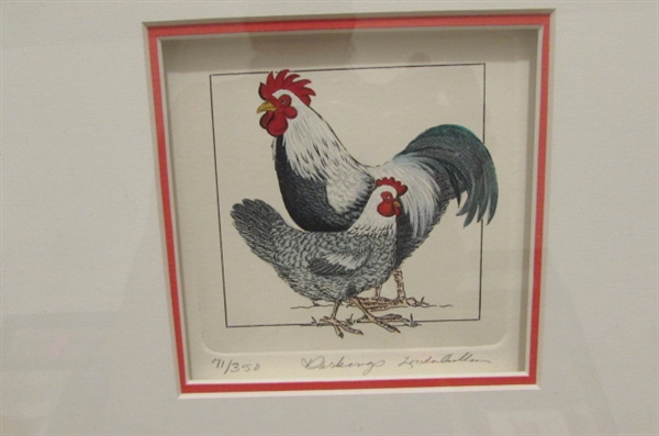 ROOSTER COAT HOOK, WALL PLAQUE & FRAMED PICTURE