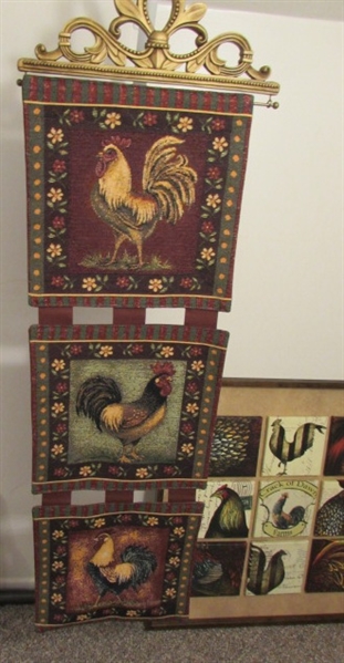 ROOSTER PANEL & 9 CANVAS TILE WALL ART