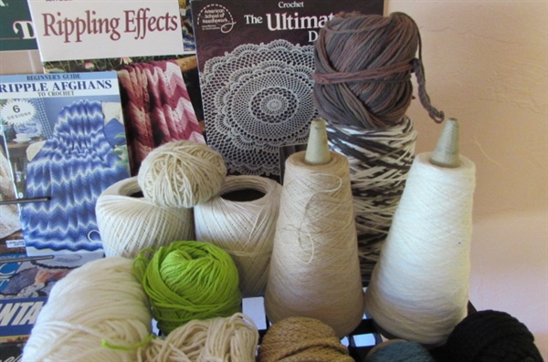 LARGE ASSORTMENT OF CROCHETING SUPPLIES