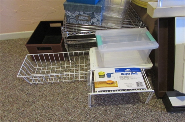 LARGE ASSORTMENT OF CONTAINERS & ORGANIZING BINS