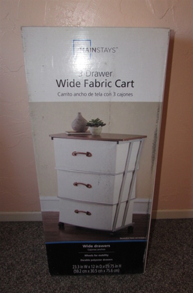 3 DRAWER WIDE FABRIC CART