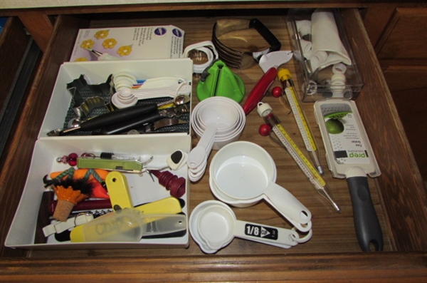 DRAWER OF BAGGIES, PLASTIC WRAP & MORE PLUS DRAWER OF KITCHEN NECESSITIES
