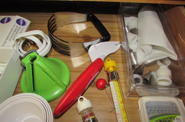 DRAWER OF BAGGIES, PLASTIC WRAP & MORE PLUS DRAWER OF KITCHEN NECESSITIES
