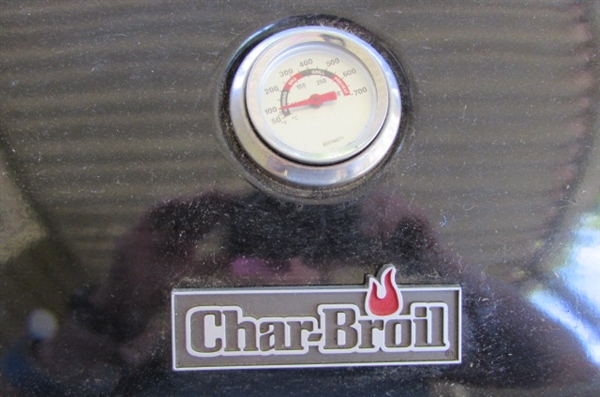 CHAR-BROIL PROPANE BBQ WITH SIDE BURNER, COVER & BBQ TOOLS