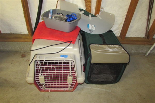 MEDIUM PET CARRIERS, AND MISC DOG SUPPLIES