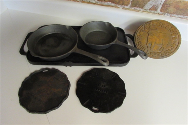 CAST IRON GRIDDLE, FRYING PANS, HEAT DIFFUSERS & PRESS