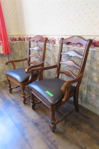 PAIR OF CAPTAINS DINING CHAIRS - LADDER BACK