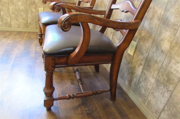 PAIR OF CAPTAINS DINING CHAIRS - LADDER BACK