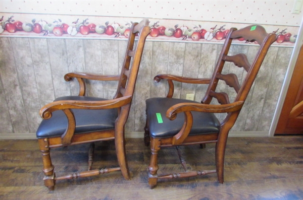 PAIR OF CAPTAINS DINING CHAIRS - LADDER BACK