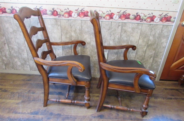 PAIR OF CAPTAINS DINING CHAIRS - LADDER BACK