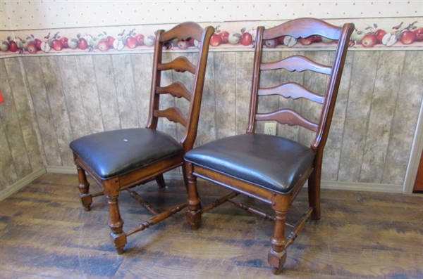 PAIR OF LADDER BACK DINING CHAIRS