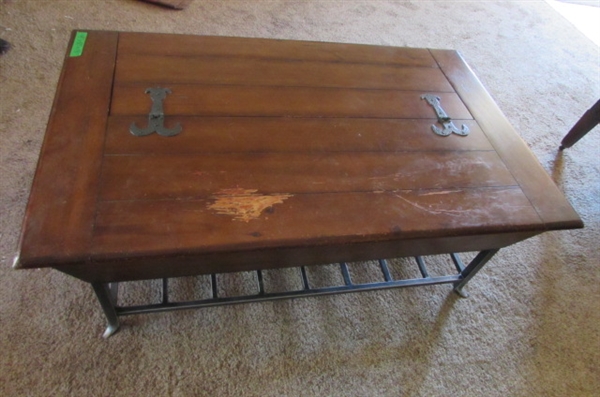 WOOD & METAL COFFEE TABLE WITH STORAGE *MATCHES LOT #38
