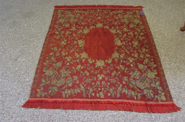 RED AND GOLD WOVEN FLOOR CLOTH/THROW