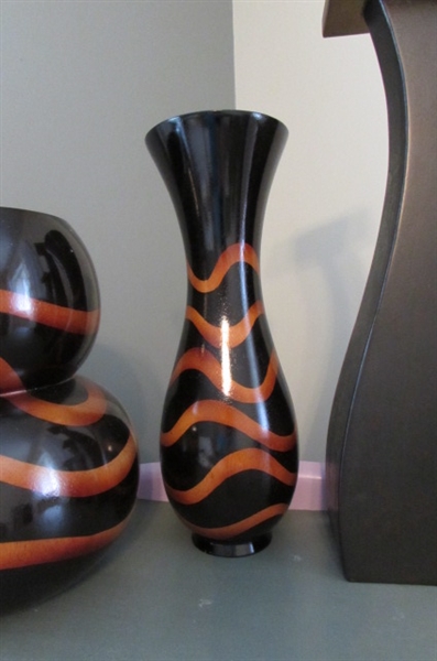 WOODEN VASES & CANDLE STANDS
