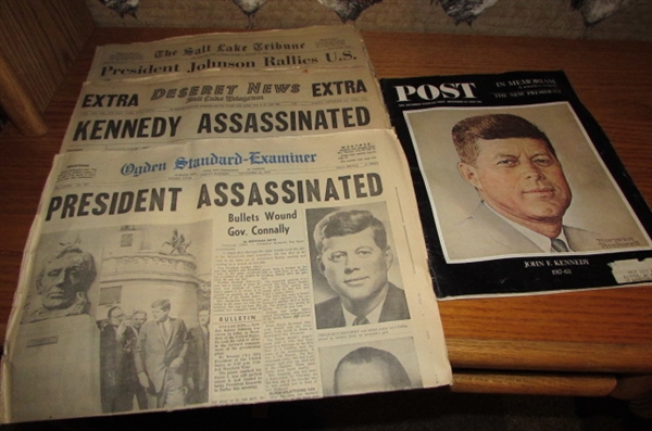KENNEDY ASSASSINATION NEWSPAPERS AND POST MAGAZINE