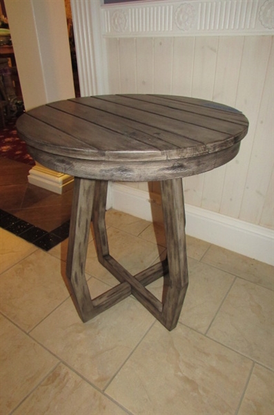 Rustic Barn Wood Look Side Table 