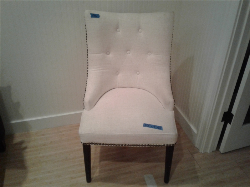 Cream Accent Chair With Nailheads and 2 Throw Pillows