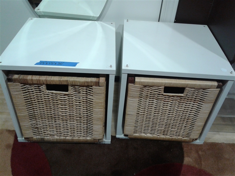 2 Stackable Cubbies with Wicker Drawers
