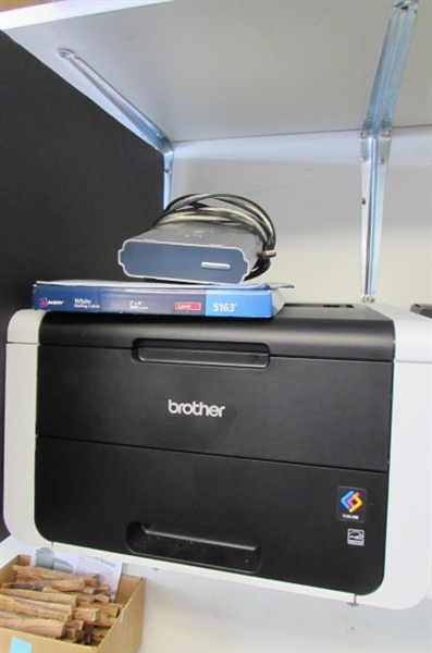 Brother Printer, Maxtor External Hard Drive, and Labels