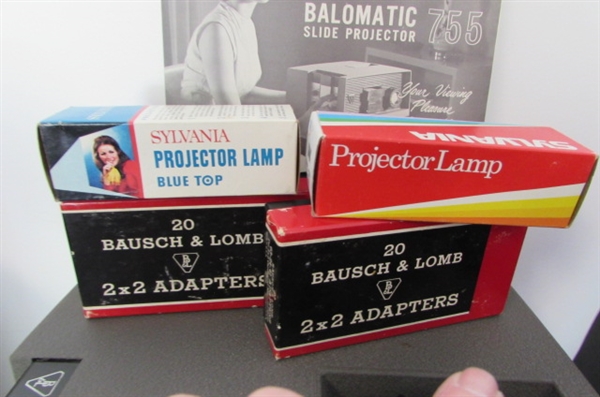 Vintage Bausch & Lomb Balomatic Slide Projector and Accessories