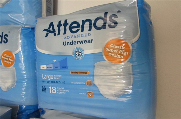 41 Packs Attends Large Underwear 18 ct Each