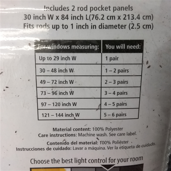 Mainstays 84 Inch Room Darkening Panel Pair