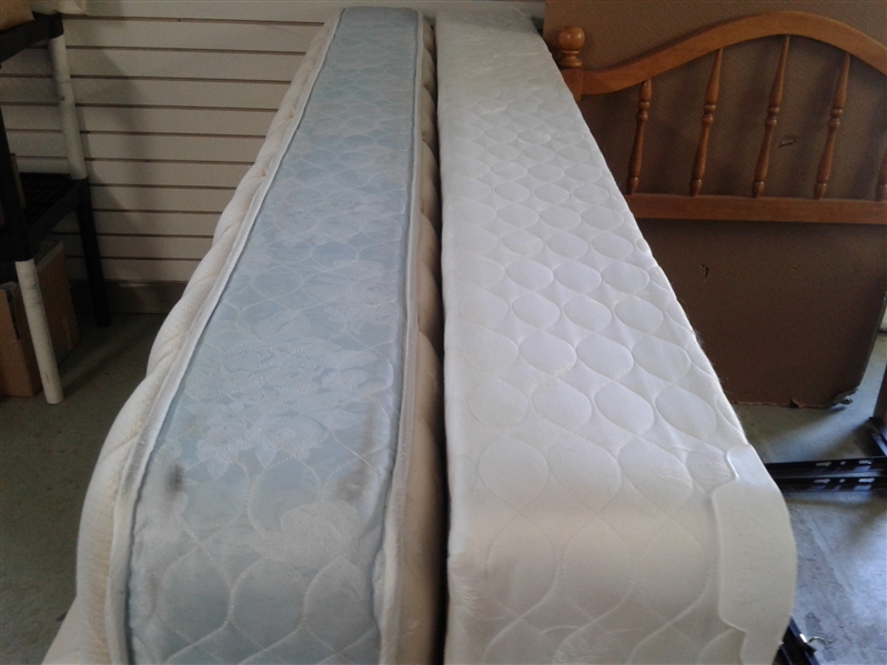 Twin Bed Frame with Wood Headboard & Pillowtop Mattress