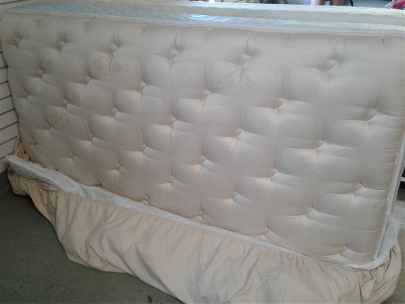 Twin Bed Frame with Wood Headboard & Pillowtop Mattress