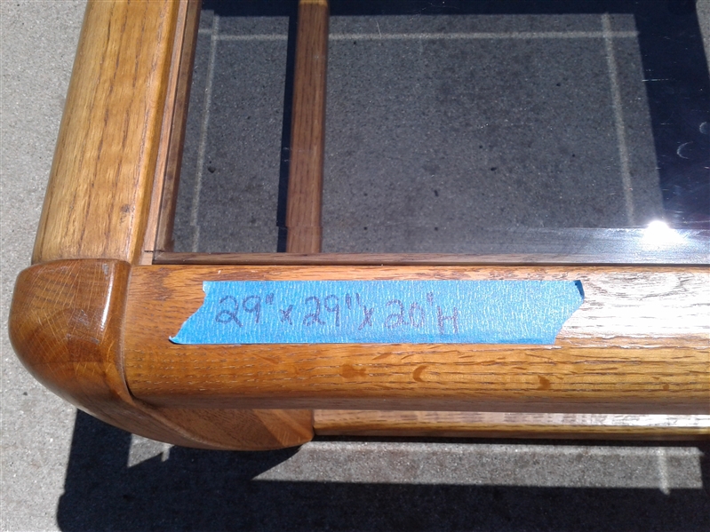 Oak Glass Top End Table