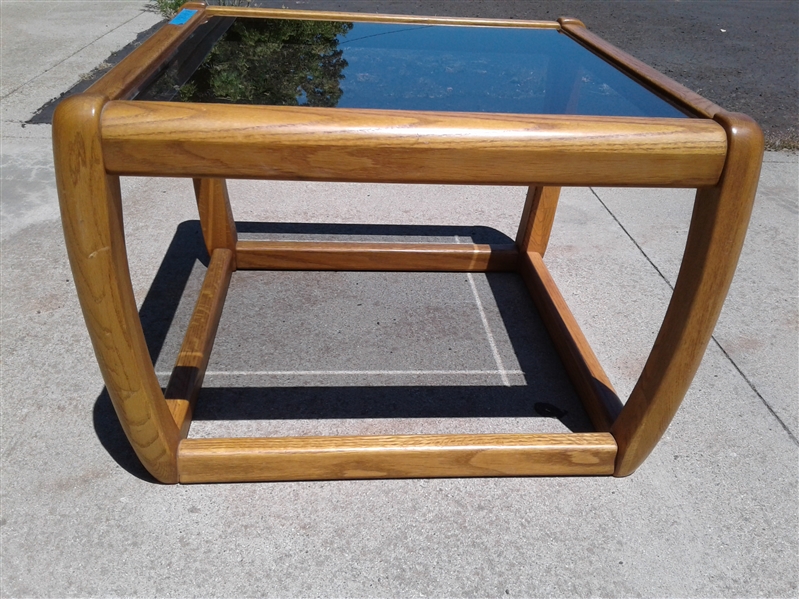 Oak Glass Top End Table