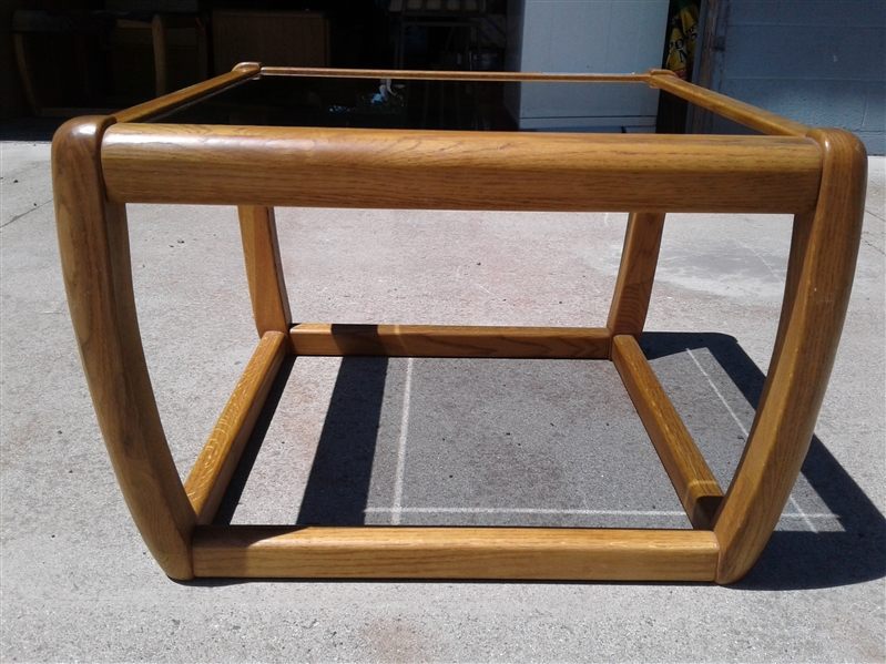 Oak Glass Top End Table