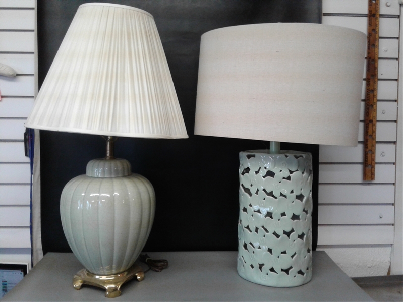 2 Teal Table Lamps