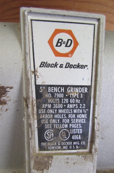 BLACK & DECKER 5 BENCH GRINDER & HAND DRILL