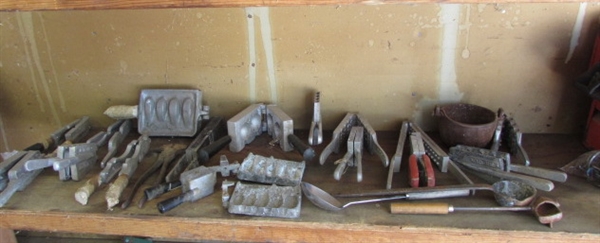 LARGE ASSORTMENT OF LEAD CASTING MOLDS & MORE