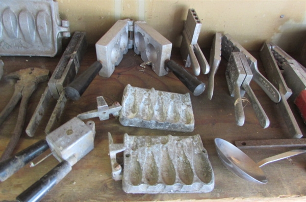 LARGE ASSORTMENT OF LEAD CASTING MOLDS & MORE