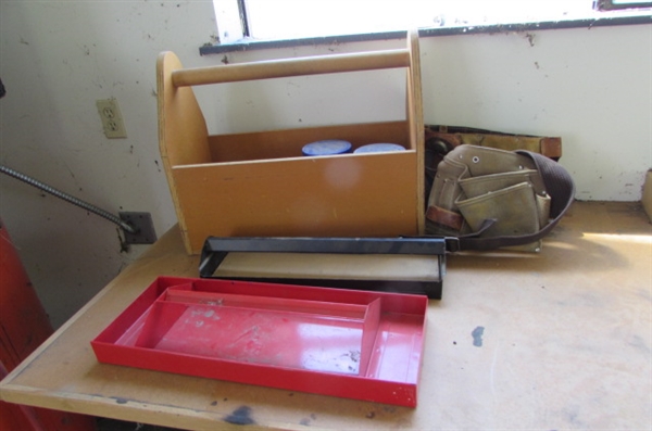 WOOD TOOLBOX, TOOLBOX TRAYS, LEATHER TOOL BELTS & MORE
