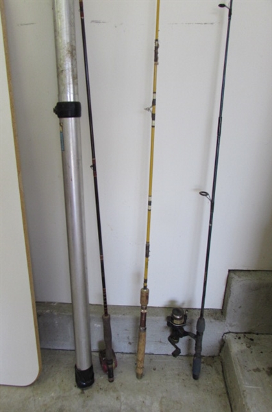 ANTIQUE TO NEWER FISHING POLES & REELS