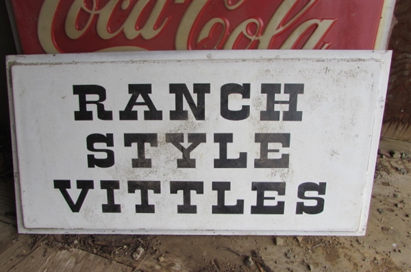 RANCH STYLE VITTLES PLASTIC SIGN