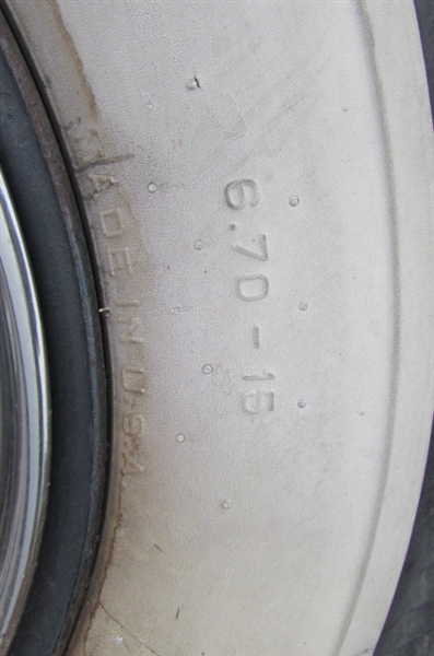 CHEVROLET WHEELS WITH CENTER CAPS AND WHITE WALL TIRES