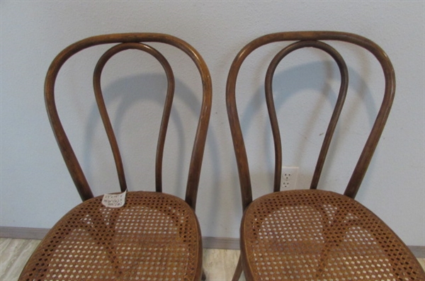 PAIR OF BENTWOOD & CANED WOOD CHAIRS #1