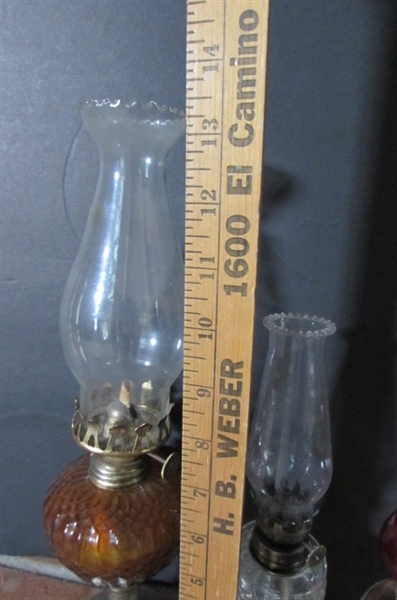 3 SMALL HURRICANE OIL LAMPS