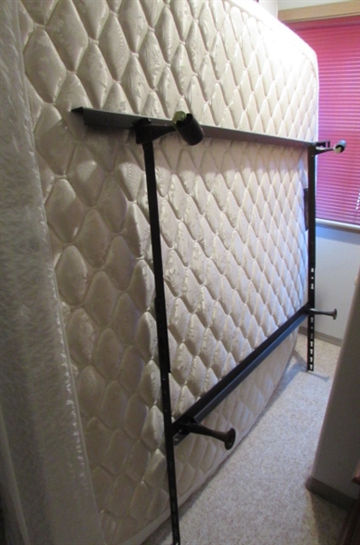 KING BED WITH WOOD HEADBOARD AND MATTRESS/BOX SPRINGS