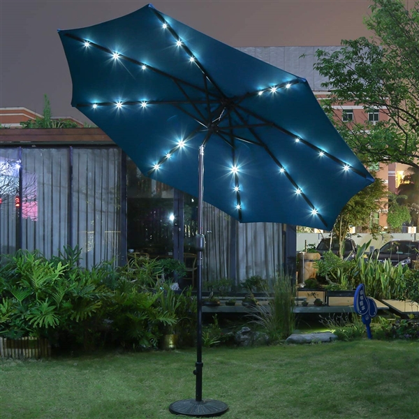  Sunnyglade 9' Solar 24 LED Lighted Patio Umbrella Tilt Adjustment and Crank Lift 