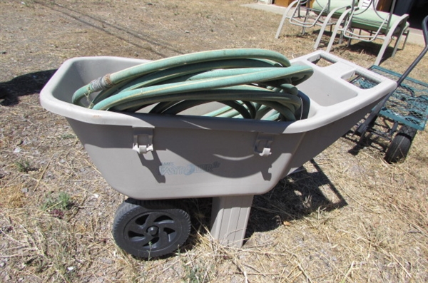 AMES EASY ROLLER YARD CART & GARDEN HOSE *LOCATED AT THE PAYNE LANE ESTATE*