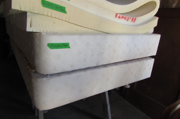 2 TWIN BOXSPRINGS & FOAM MATTRESS TOPPERS FOR KING BED *LOCATED AT THE PAYNE LANE ESTATE*