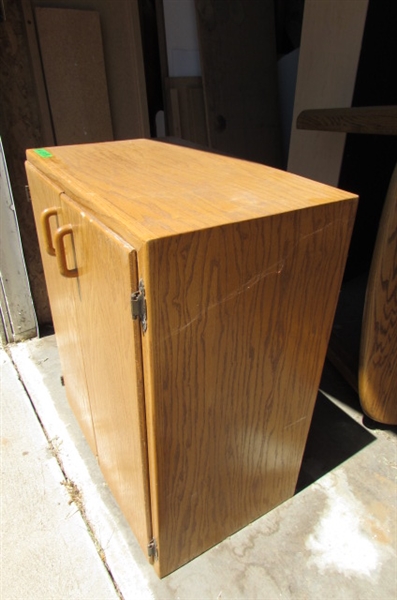 SMALL HANDCRAFTED DOUBLE DOOR WOODEN CABINET *LOCATED AT THE PAYNE LANE ESTATE*